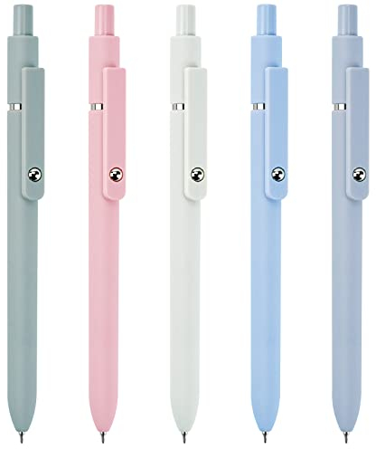 ZORRA 5 Stück Gelstifte, 0,5 mm Schwarze Tinte Einziehbare Aesthetic Kugelschreiber, Niedlicher Gelschreiber Aesthetic Stifte Pastell Roller Kugelschreiber für Kinder Studenten Schule Büro (Morandi)
