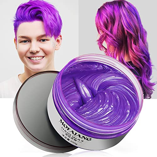 violett temporäres Haarfärbewachs 200g Natürliche Instant-Haarfarbe Wachs Pomaden, Haarstyling Ton für Party, Cosplay, Halloween, Weihnachten (violett)
