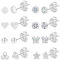 PRETOLE 8 Pairs Sterling Silver Stud Earrings for Women, Men & Girls - S925 Silver Tiny Stud Earrings Set for Multiple Piercing, Cartilage, Hypoallergenic, Cubic Zirconia