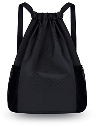VIKY Turnbeutel Kordelzug Sportbeutel Schwarz, Nylon Turnbeutel Wasserdicht mit Verstellbar Kordelzug Beutel Rucksack,Hohe Kapazität Turnbeutel Damen & Jungen für Schule, Sport und Gym Bag