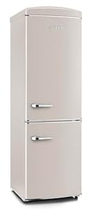 SEVERIN Frigorifero Congelatore combinato Total NoFrost, Posa libera, Larghezza 60 cm, 315 L, Classe E, Veggibox incluso, Retro, Crema, RKG 8999