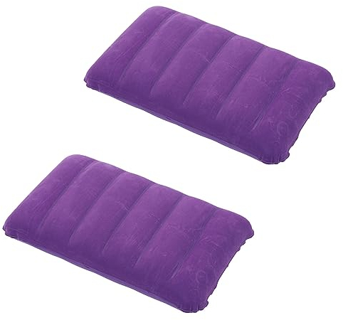 tintoke 2 Stück Aufblasbares Kissen Camping Reisekissen Luftkissen Kopfkissen Velour Kissen, Nackenkissen Strandkissen, für Outdoor Reisen, Wandern (Purple)