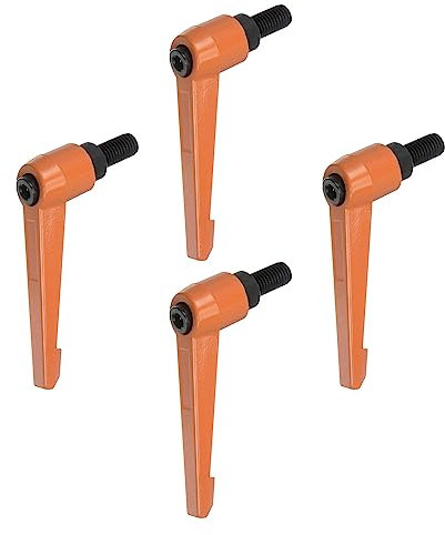 QUARKZMAN 4 Stück Klemmhebel Griff M10 x 20mm Außengewinde Schrauben Spritzbeschichter Kohlenstoffstahl Verstellbare Handgriffe Spannhebel Befestigung für Werkzeugmaschinen Geräte, Orange