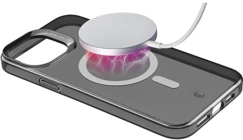 cellularline - Gloss Mag - iPhone 15 Pro Max - Schutzhülle mit Magneten zum Aufladen und Befestigen an MagSafe Netzteil - Schwarz