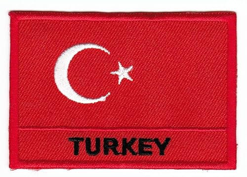 Flagge Türkei Turkey Aufnäher zum aufbügeln oder aufnähen Bügelbild Aufbügler für Kleidung gestickter Bügelpatch Applikation Patch Größe 7,0 x 4,7 cm