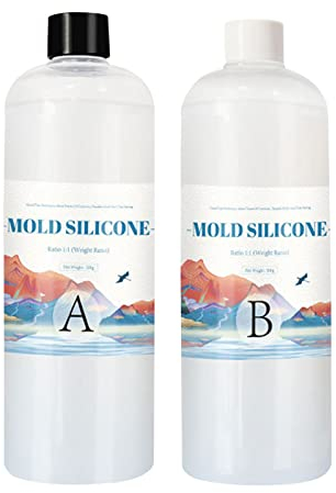 Flüssiges 1:1 Abformsilikon, Silikonkautschuk Transluzent Transparent, Silikon Kautschuk Silikonformen, Dubliersilikon, Schnell Aushärtend für Harzformen, Formenbau, Schmuckherstellung, Basteln