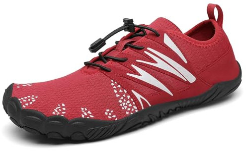 Mishansha Scarpe Scoglio Uomo Donna Scarpa da Mare Traspirante Antiscivolo Scarpette Acquatiche Asciugatura Rapida per Spiaggia Piscina Immersione Surf Nuoto Canottaggio, Rosso Mela, 42 EU