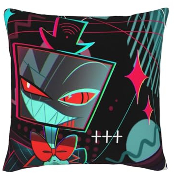 NOAFUNZO Hazbin Hotel Alastor Kissenbezug 3D Gedruckt Home Dekorativer Kissenbezug Wurfkissenbezug für Wohnzimmer Sofa Auto (Typ 3, 45 x 45 cm)