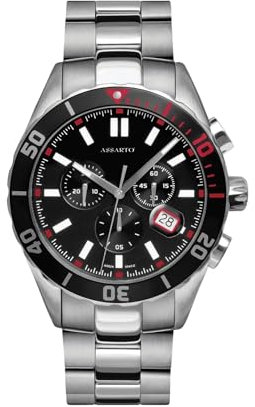 ASSARTO® - Herren Uhr (Silber Schwarz) 316L Edelstahl Gehäuse & Armband - Schweizer Quarzwerk - Männer Chronograph Herrenuhr & Armbanduhr (Outdoor Experience) analog, wasserdicht - Men Watch