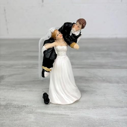 Artif Couple de mariés Comique en résine, Hauteur 11,5 cm, Figurines pièce montée drôle, gâteau de Mariage Humoristique
