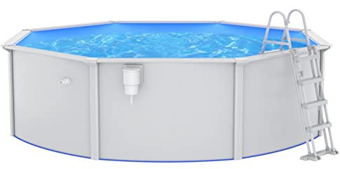 Kavolet Pool mit Sicherheitsleiter Ø460x120 cm Schwimmbecken Schwimmbad Frame Pool Planschbecken Aufstellpool Swimmingpool Familienpool Gartenpool Stahlwandpool Komplett-Set