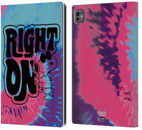 Head Case Designs Offizielle Peanuts Snoopy Tie Dye Right On Woodstock 50th Leder Brieftaschen Handyhülle Hülle Huelle kompatibel mit Apple iPad Pro 11 M4 2024