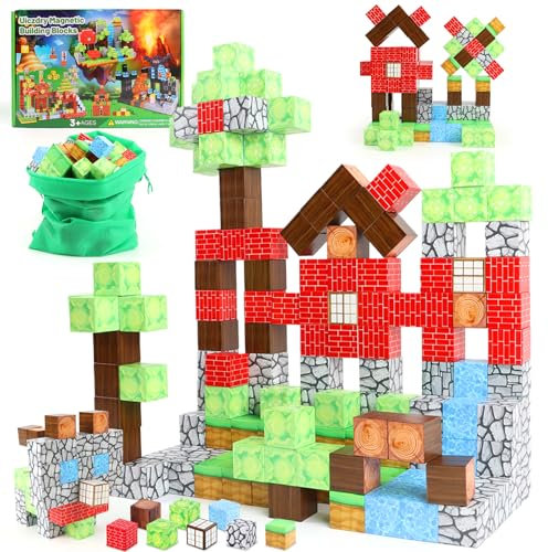 Uiczdry Magnetische Bausteine-Build Mine Magnet Welt World Set,2.5CM/Stück Magnetic Building Blocks,Sensorische Magnetspielzeuge,Magnet Kinder Spielzeug,Geschenke für Jungen und Mädchen ab 3 Jahren