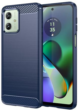 owlhold Cover per Motorola Moto G54 5G, Custodia Spazzolata e Fibra di Carbonio Morbido Silicone TPU Slim Fit Case, Antiurto, Antigraffio, Antiscivolo, Protezione Grado Militare, Blu