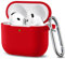 Ouwegaga Compatible for AirPods 4th Generation Case 2024- Full Body Protective Case, Shock-Resistant Silicone Case Cover Compatible with Apple AirPod 4 Case, Front LED Visible, With Carabiner, Red