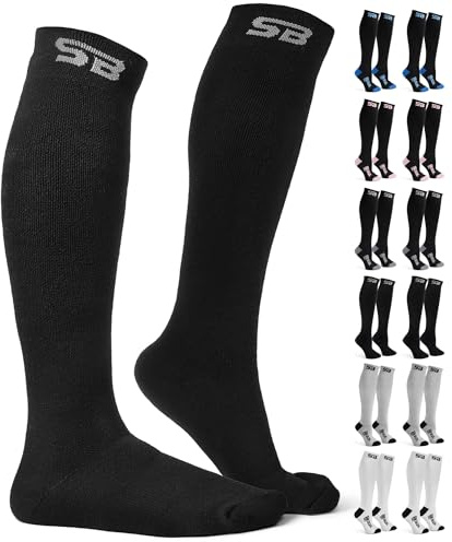 SB SOX Merino Wool Ski Socks for Men & Women (2 Pairs) - Warm Thermal Socks for All-Day Winter Wear (Solid Black, Large)
