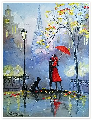 Kuss in Paris Poster von Olha Darchuk 90 x 120 cm Wandbilder Wanddeko