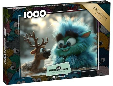 puzzleYOU: Puzzle 1000 Teile „LITTLEMONSTERTIME: Fuzzlebell and Rudy“ – aus der Puzzle-Kollektion Weihnachten