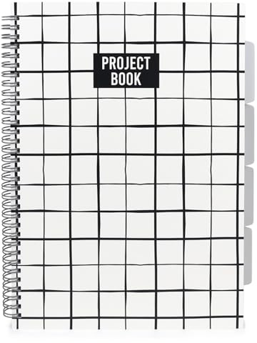 Fashion Stationery A4 Wirobound Project Notebook, Lined, 160 Pages, B&W
