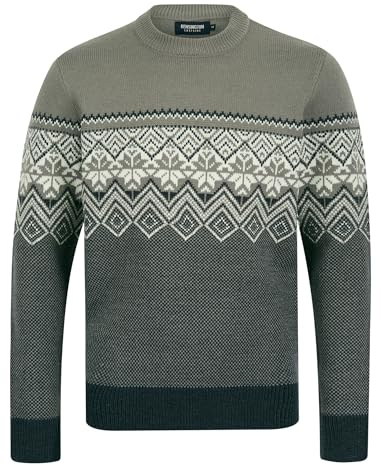 Kensington Eastside Men's Nordic Fair Isle Style Knitted Crew Neck Jumper
