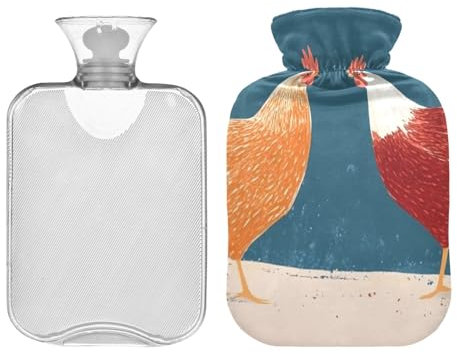 Hühner süße Wärmflasche mit Bezug, Wärmekissen für Schulterperiode, Schmerzlinderung, Periodenwärmer für Krämpfe, 1 l