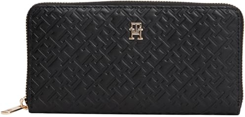Tommy Hilfiger Th Icon LRG Za Mono Embo Aw0aw17955, Portefeuille zippé Femme, Black (Black), Taille Unique