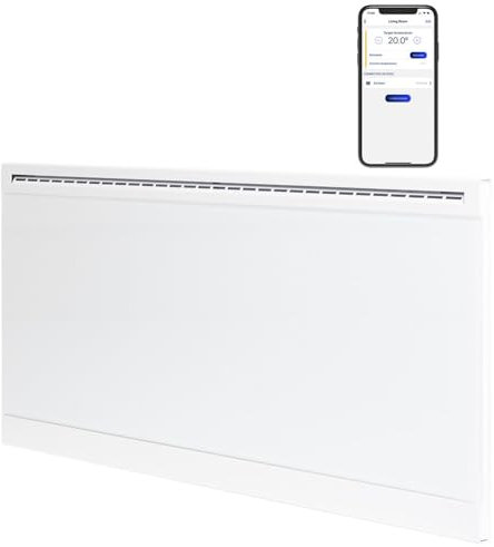 Adax Iver 800W WIFI Electric Panel Heater, Glass Panel, Thermostat, Timer, Wall Mounted, Splashproof, White