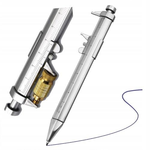 Rosfix Stylo avec Pied à Coulisse 0–100 mm – Outil 2-en-1 Précis | Échelle Lisible, ±0,02 mm | Pour Mesure et Écriture | Accessoire de Bureau et Atelier