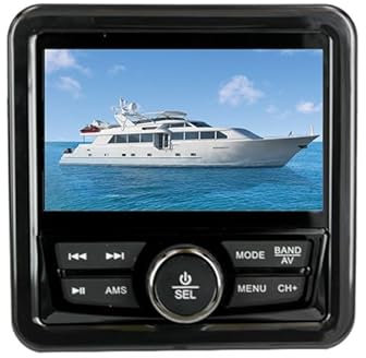 Avutrel Stéréo Bateau MP5 Lecteur Multimédia Marin, Écran Tactile HD 4,1 Pouces, Affichage Cartographique Hors Ligne, Radio Étanche et Récepteur Stéréo Radio pour Bateau