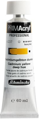 Schmincke - PRIMAcryl® Professional feinste brillante Acrylfarbe, Kadmiumgelbton dunkel, 60 ml Tube, 13 237 011, Premiumacrylfarbe, Acrylmalerei, Profi-Qualität