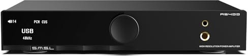 SMSL AS400 Power Amplifier DAC Headphone Amp 165W x2 MA5332MS Phono Preamp USB/Coax/Opt/HDMI ARC/RCA/Phono Input 2.1 Channel Speaker/Subwoofer 4.4mm/6.35mm Headphone Output Home Audio Class D Amp