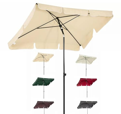 Parasol pour terrasse extérieur, parasol rectangulaire incliné, pour table d'extérieur, protection UV, auvent de jardin, beige et jaune