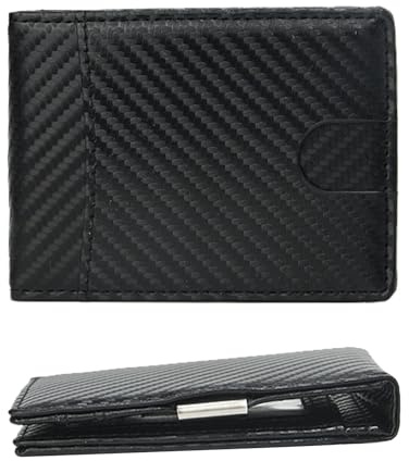 MLPKOI Portefeuille Homme en Fibre de Carbone pour Cartes de Crédit, Clip de Billets, 9 Porte Carte Crédit, Portefeuille pour Homme avec Pince à Billets, Minimaliste Porte Monnaie