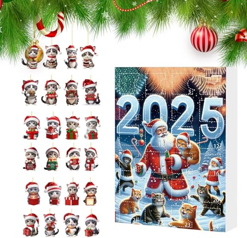 Countdown Für Weihnachten 2D Acryl-Dekorationsanhänger Mit Kätzchen-Motiv