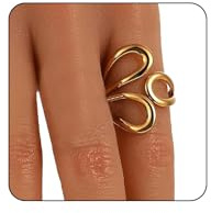 Floruvia Gold Rings,Non Tarnish Stainless Steel,Chunky Adjustable Thumb Ring,Minimalist Knuckle Ring Für Damen Herren