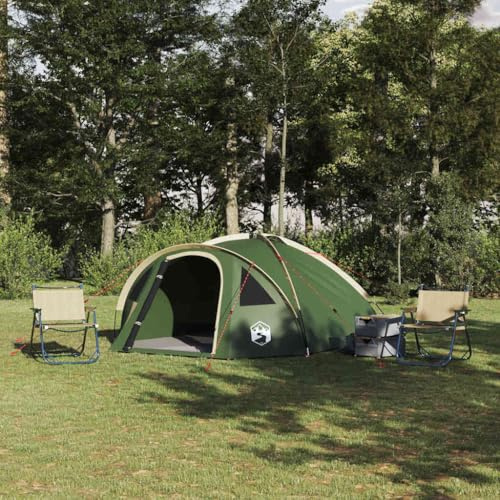 Dome Campingzelt 308 x 268 x 130 cm, wasserdichtes grünes Polyester-Zelt für Familien, einfache Montage für Sommer-Camping im Wald oder am See