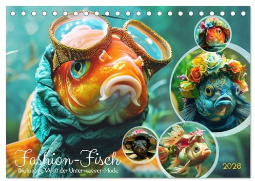 Fashion-Fisch. Die lustige Welt der Unterwasser-Mode (Tischkalender 2026 DIN A5 quer), CALVENDO Monatskalender: Modischer Stil und Humor in Teich und Aquarium (CALVENDO Tiere)