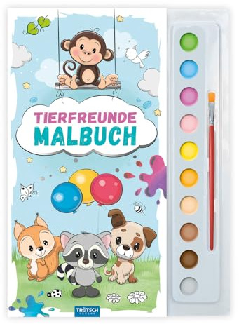 TRÖTSCH - Malbuch mit Tuschkasten Tierfreunde : Beschäftigungsbuch für Kinder ab 3 Jahren: Beschäftgungsbuch Ausmalbuch