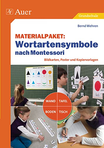 Materialpaket: Wortartensymbole nach Montessori: Bildkarten, Poster und Kopiervorlagen für Wand, Tafel, Boden und Tisch (1. bis 4. Klasse)