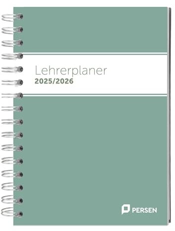 PERSEN Lehrerplaner 2025/2026, DIN A5 Lehrerkalender mit Ringdrahtheftung, Klebe-Etiketten und Einstecktaschen