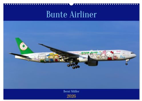 Bunte Airliner (Wandkalender 2026 DIN A2 quer), CALVENDO Monatskalender: Linienflugzeuge mit Sonderbemalungen (CALVENDO Mobilitaet)