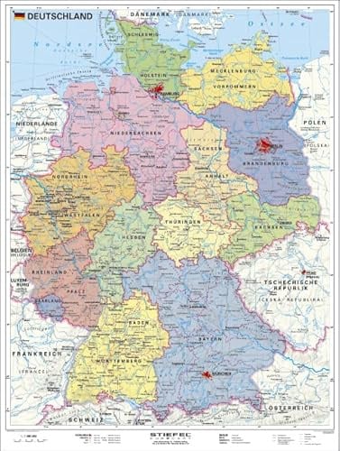 Deutschland politisch: Handkarte, Verpackungseinheit 5 Stück(3,20€ je Lernkarte)