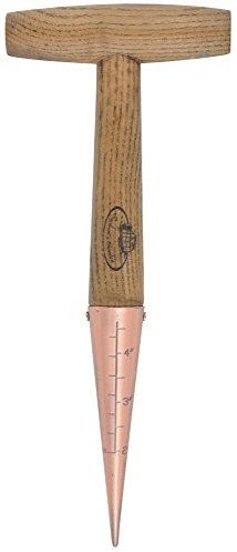 Esschert Design Verkupfertes Setzholz mit Skala, 11 x 3 x 28 cm, mit Holzgriff, verkupferte Spitze