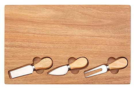 Socorro Cheese Board, with 3 Cheese Knives, Acacia Wood