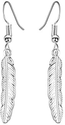 Boucles d'Oreilles Plume Plaqué Argent