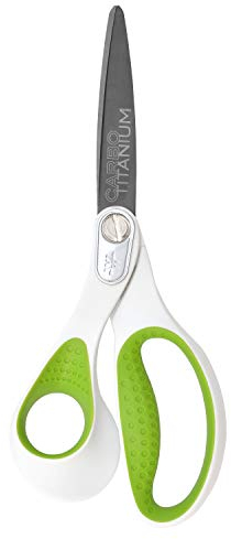 Westcott 8 Lefty Heavy Duty Carbo-Titanium Bonded Scissors, Bent (16446), White and Green