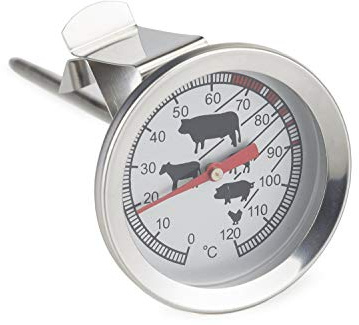 Einstechthermometer Edelstahl analog Kerntemperatur messen mit Garpunkt Markierungen Brot Braten Steak