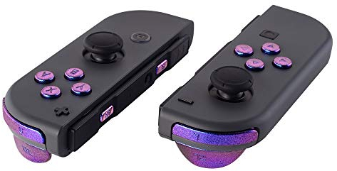 eXtremeRate Boutons de Remplacement Complet pour nintendo Switch Joycon et nintendo Switch OLED, Bouton ABXY Direction Home Plus Moins L R ZL ZR SR SL Trigger pour Joycon Manette,Caméléon Violet Bleu