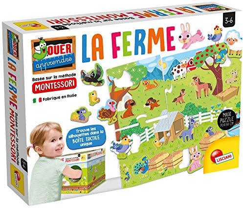 Lisciani - La Ferme Montessori – Maxi-Puzzle, 26 Teile – Touch-Box zum Zusammenbauen – Lernspiel – für Kinder von 3 bis 6 Jahren