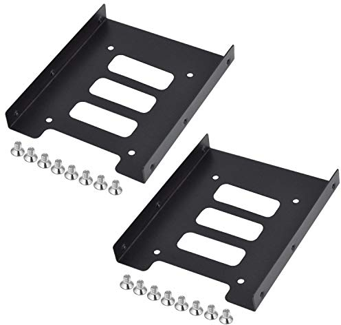 TRIXES Pack of 2 Black Metal Internal Mounting Kits for 2.5 Inch SSD Laptop Drives & 3.5 Inch Hard Disk Drives - Brackets for Hard Drive - High Performance Mounting Replacements for Hard Drives